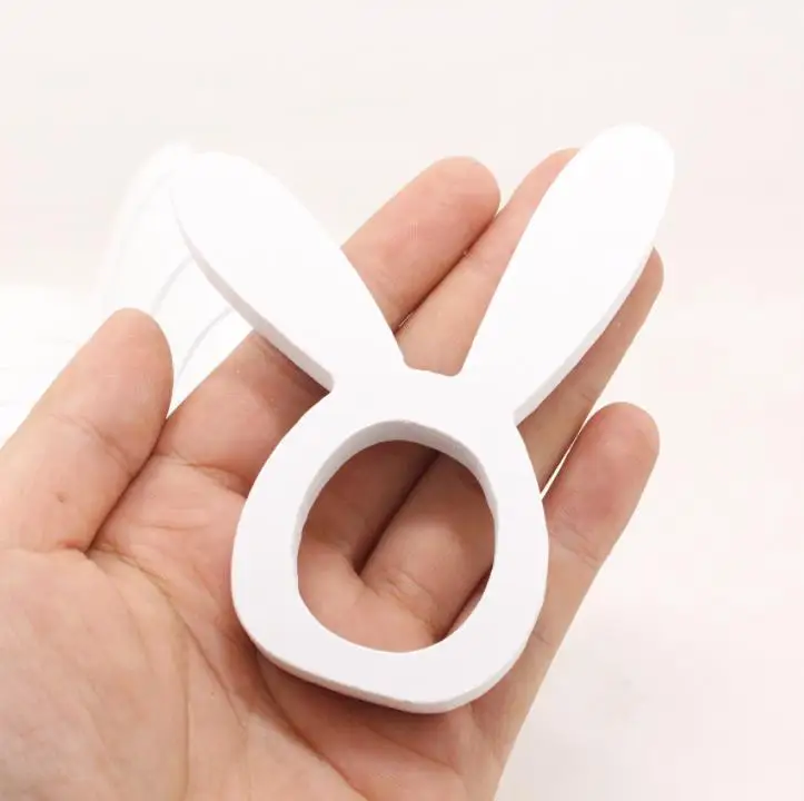 Bunny Ear Napkin Rings DIY Painted Wood Rabbit Ear Napkin Holder for Easter Bunny Place Cards White Party Table Decoration SN