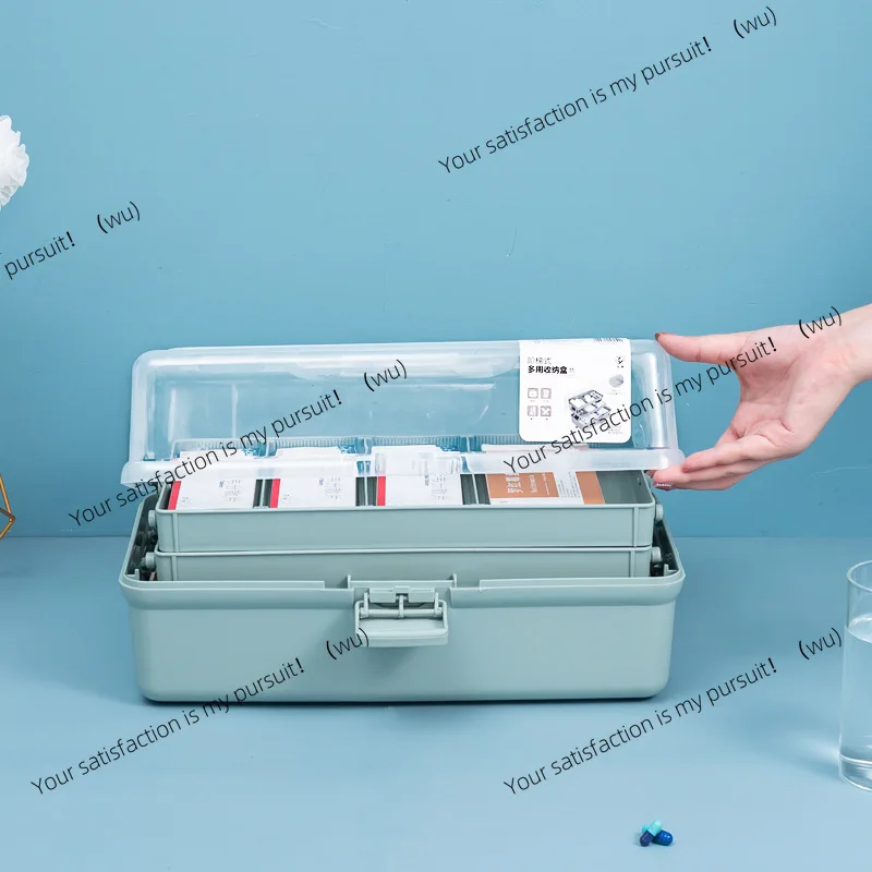 Multifunctional medical box storage box multi-layer, art student toolbox flip cover storage first aid