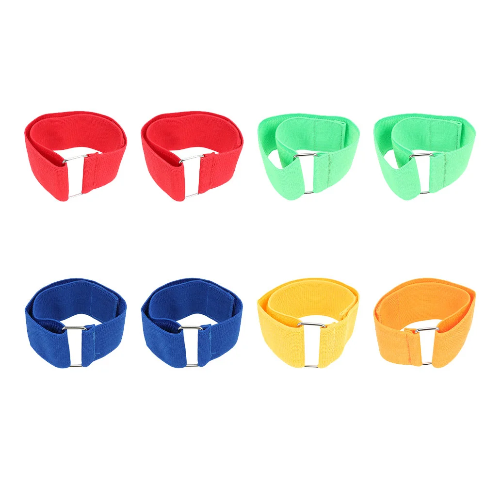 8PCS Three-legged Race Band Ankle Strap Stretchy Leg Wrapping Game Band Leggings Running Game Strap for Party Random Color