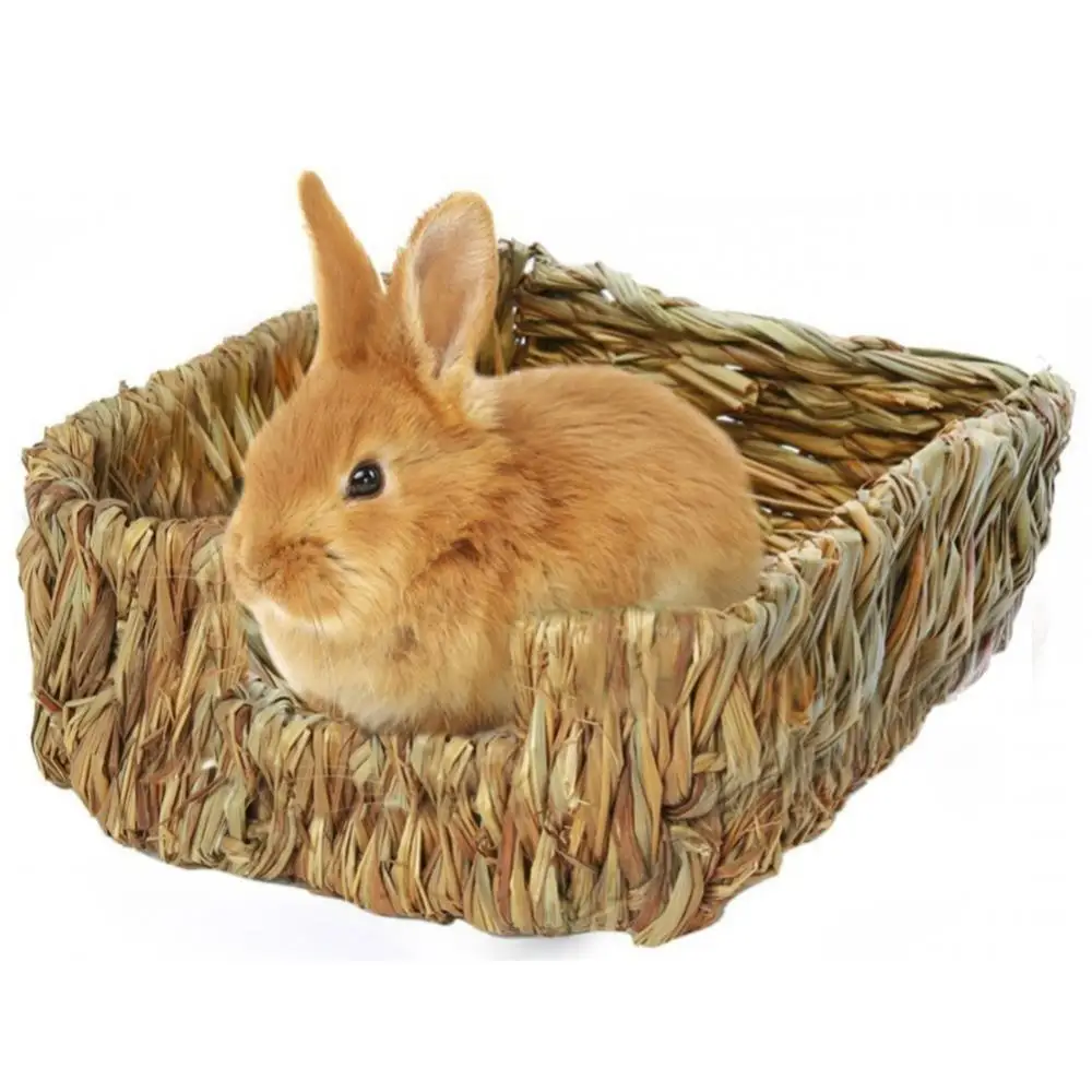 HOT SALES!!! Woven Grass Small Pet Rabbit Hamster Guinea Pig Cage Nest House Chew Toy Bed