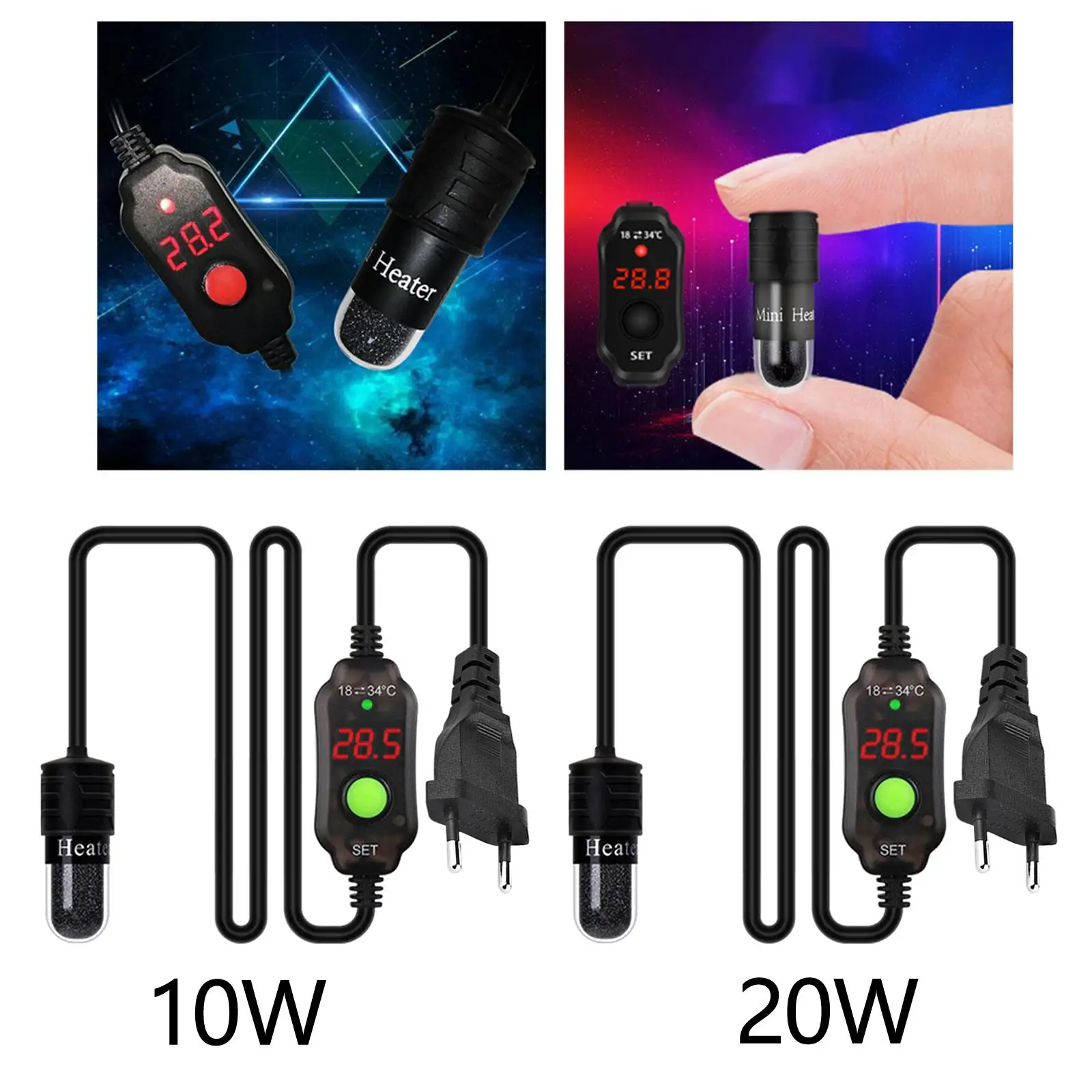 Aquecedor de tanque de peixes para aquário, controlador de temperatura, termostato submersível, aquecedor digital, led, haste de aquecimento para tanque de tartaruga