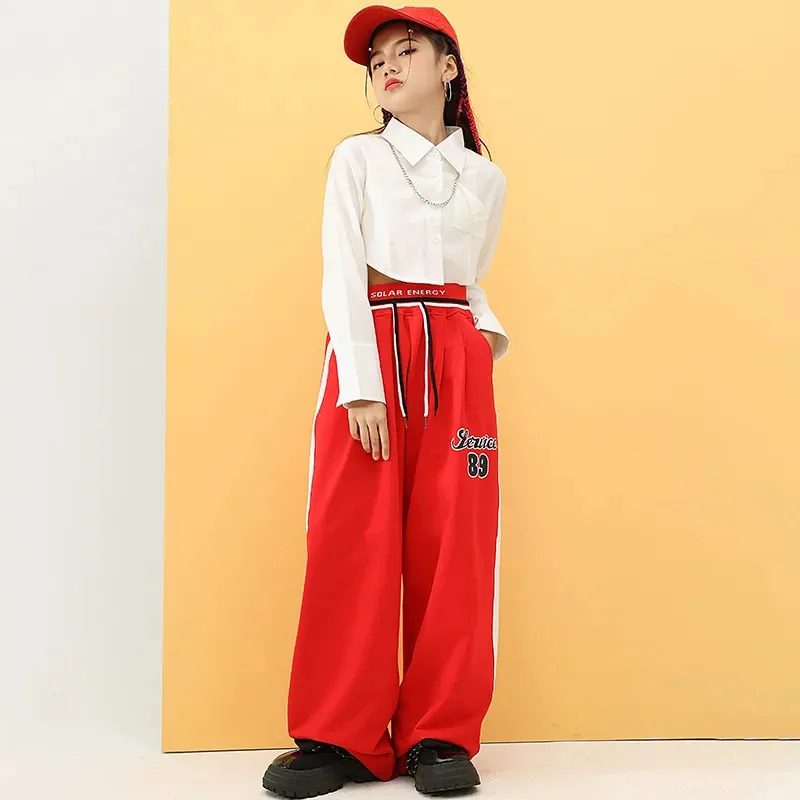 Street Dance Cool Clothes for Girls Fashion Streetwear Hip Hop Cropped Shirts Sweatpants Sets Urban Models Festive Rave Costumes