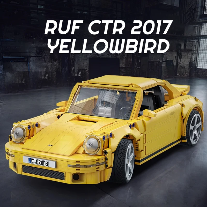 Klemmbausteine 1:12 RUF CTR 2017 YellowBird Rennwagen Bausteine Supersportwagen Modellbausatz Jungen Spielzeug Erwachsene Kinder Geschenk 1515 Teile