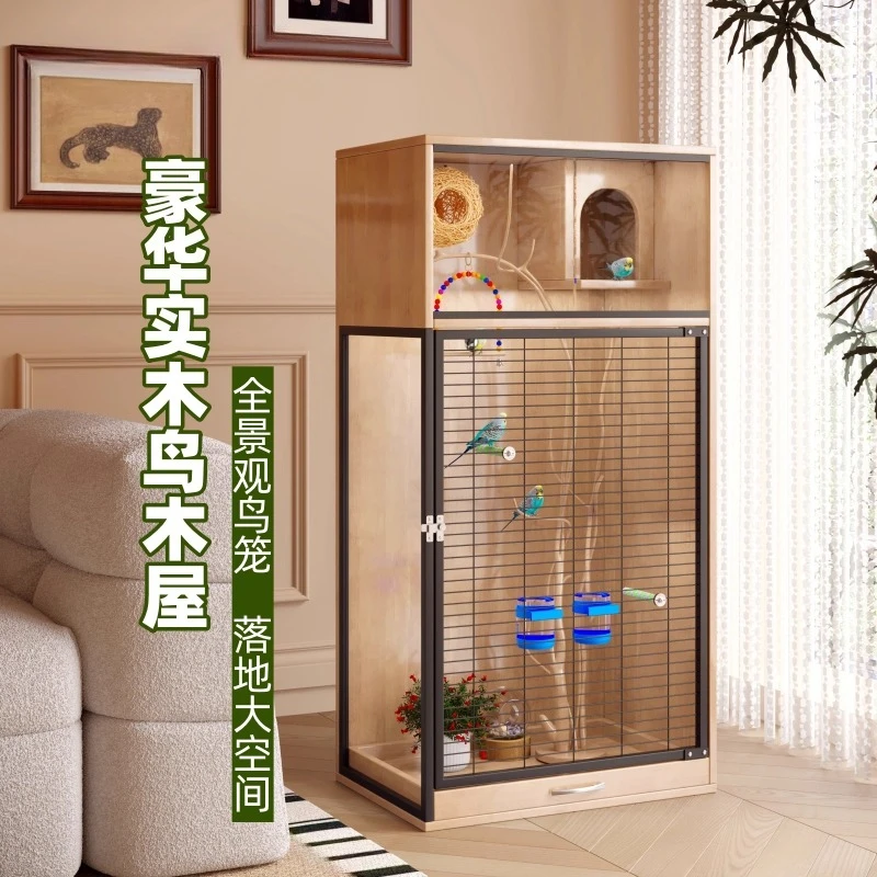 قفص الطيور، قفص الببغاء، جلد النمر، Xuanfeng myna، كبير جدًا، فيلا فاخرة مخصصة، تربية شفافة #3