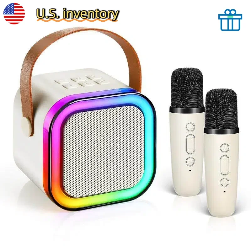 2 Wireless Mics HiFi Speaker RGB Bluetooth5.3 Portable Home KTV Birthday Gift