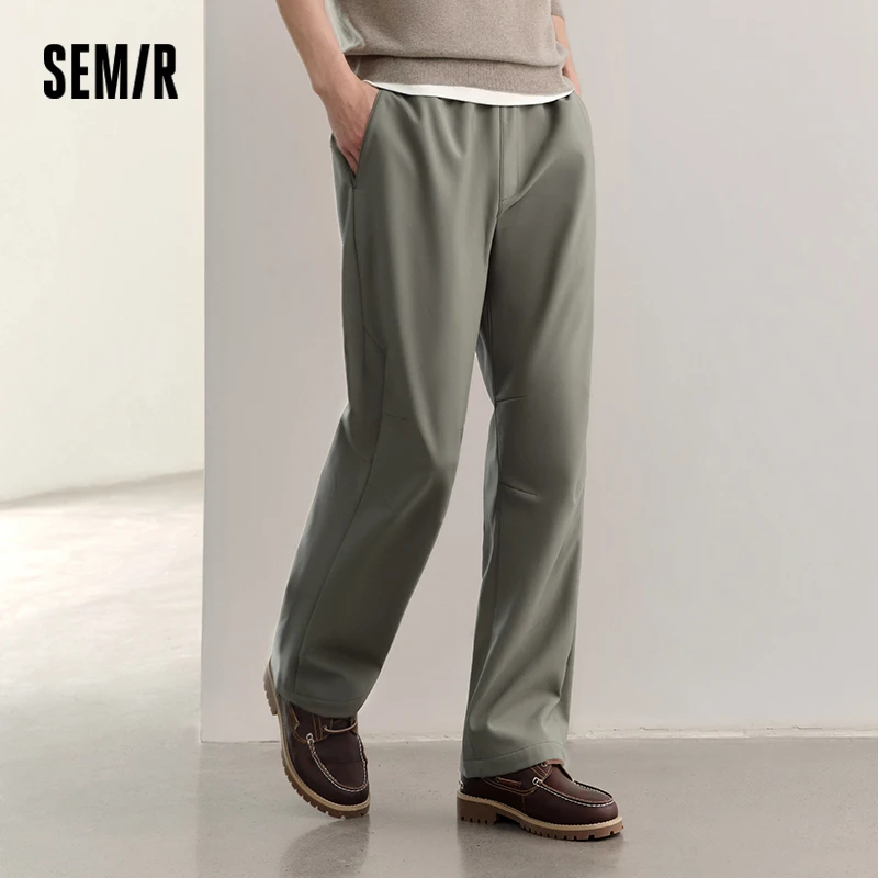 Semir Men Casual Pants Thermal Warmth Water Repellent Panel Design Solid Color Regular Fit Straight Leg 2026 New