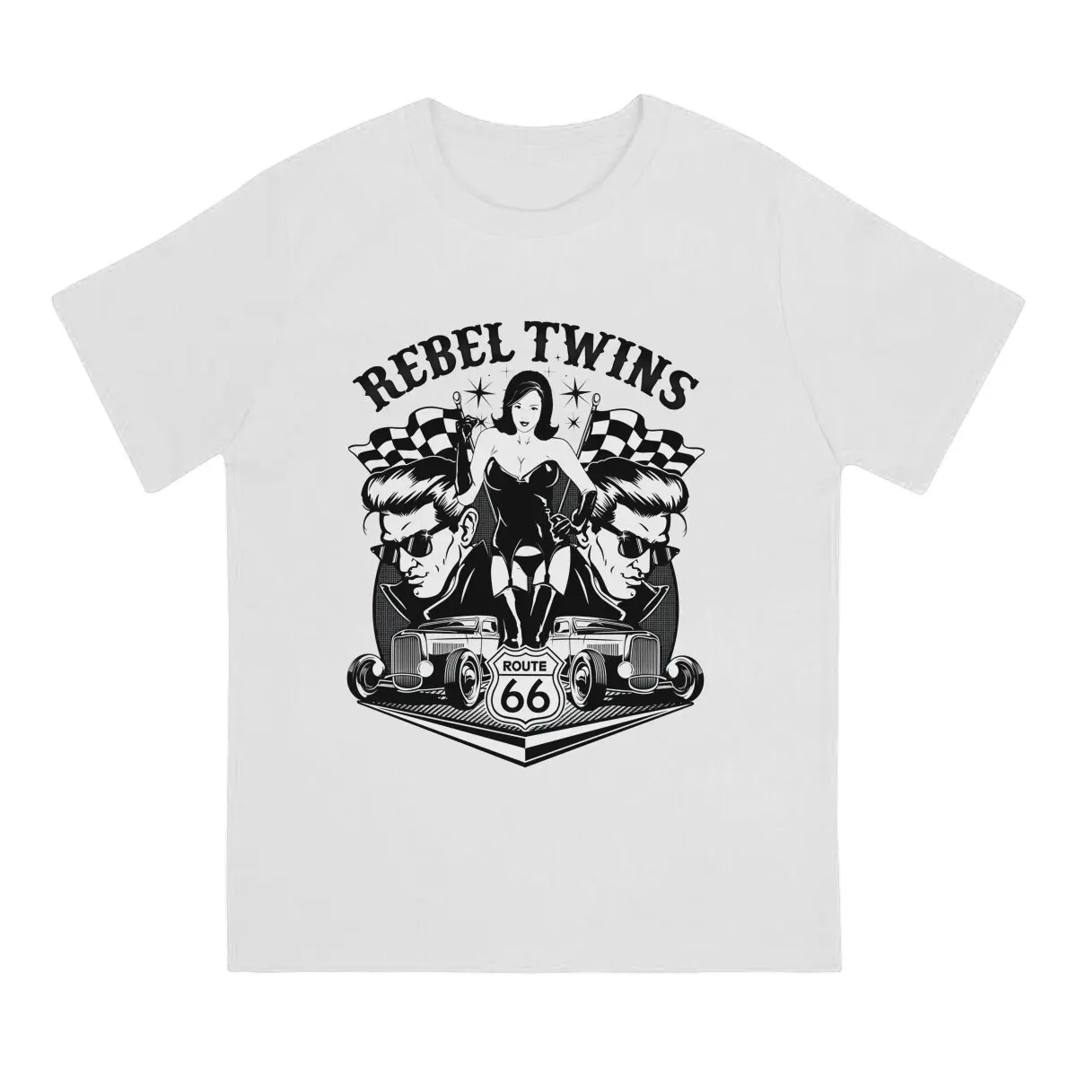 REBEL TWINS T-Shirts Men Hot Rod Rebel Novelty Pure Cotton Tee Shirt Crewneck Short Sleeve T Shirt Gift Clothes