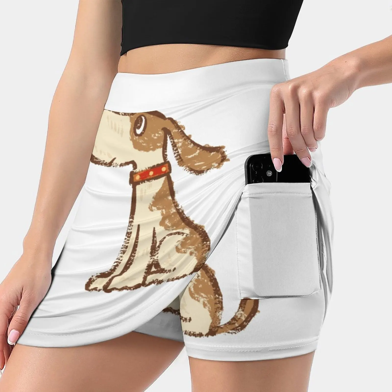 Hound Sitting Women's skirt Y2K Summer Clothes 2022 Kpop Style Trouser Skirt With Pocket Hound Dog Puppy Canine Pet Character