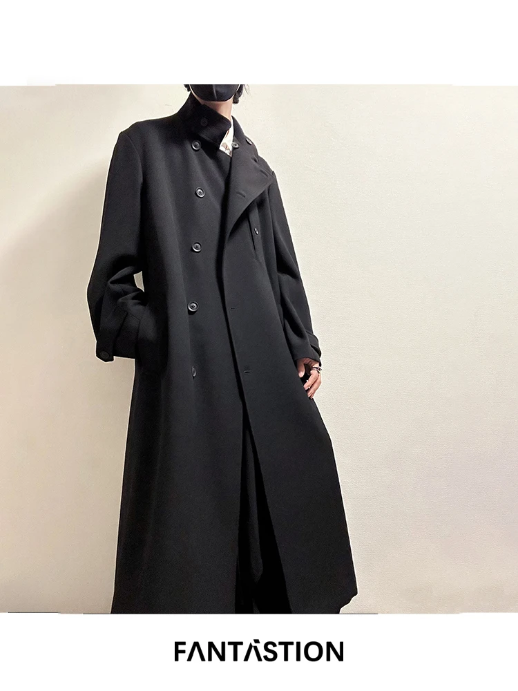 

FANTASTION Original design Classic Woolen overcoat Minimalist style Casual coat unisex x-long wool blends jackets overcoats