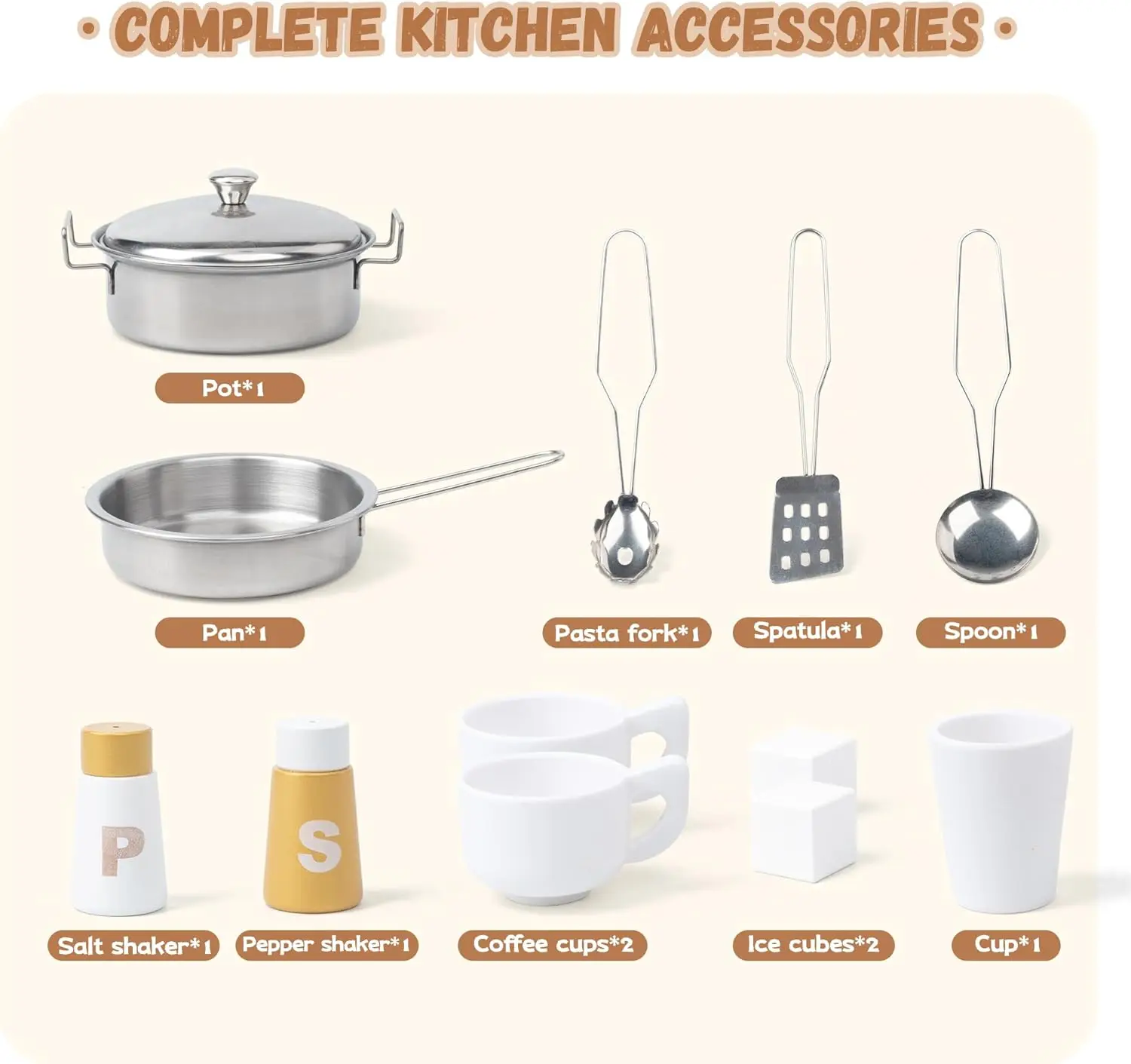 Interaktives hölzernes Spielzeugspielküchen-Spielset für Kinder-realistische Lichter & Geräusche, Eck design mit 8 Accessoires, Geschenk für Mädchen