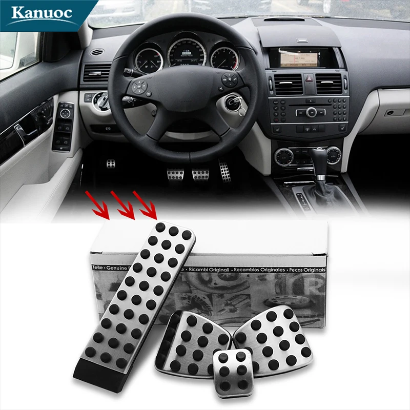 4Pcs/set No Drill Rest / Brake Pedal Cover For Mercedes Benz AMG AT MT C E S GLK SLK CLS SL W222 R172 R231 W204 X204 Accessories