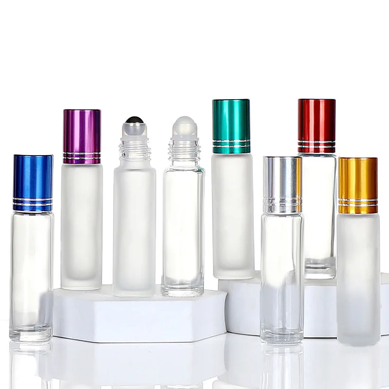 

30Pieces/Lot 10ml Transparent Tangent Line Essential Oil Bottle Glass Perfume Roll on Bottle with Stainless Steel Glass Ball