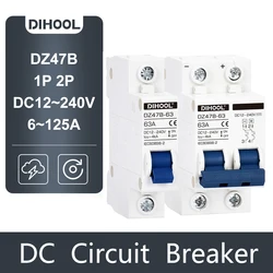 DC 12V 24V 48V 72V MCB pil Mini devre kesici 16A 25A 32A 63A 100A 125A PV DC pozitif ve negatif koruma hava anahtarı