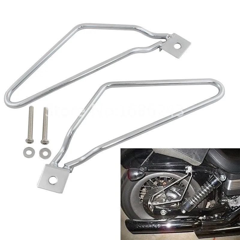 

Moto Saddlebag Bracket Support Motorcycle Saddle Bag Support Bars Mount Brackets Chrome For Harley Cruise Dyna Sportster 883