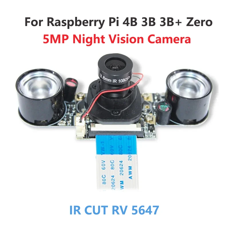 

Raspberry Pi 4 Camera Night Vision Focal Adjustable 5 MP OV5647 Automatically Switch Day Night Mode for RPI 3B 3B Zero