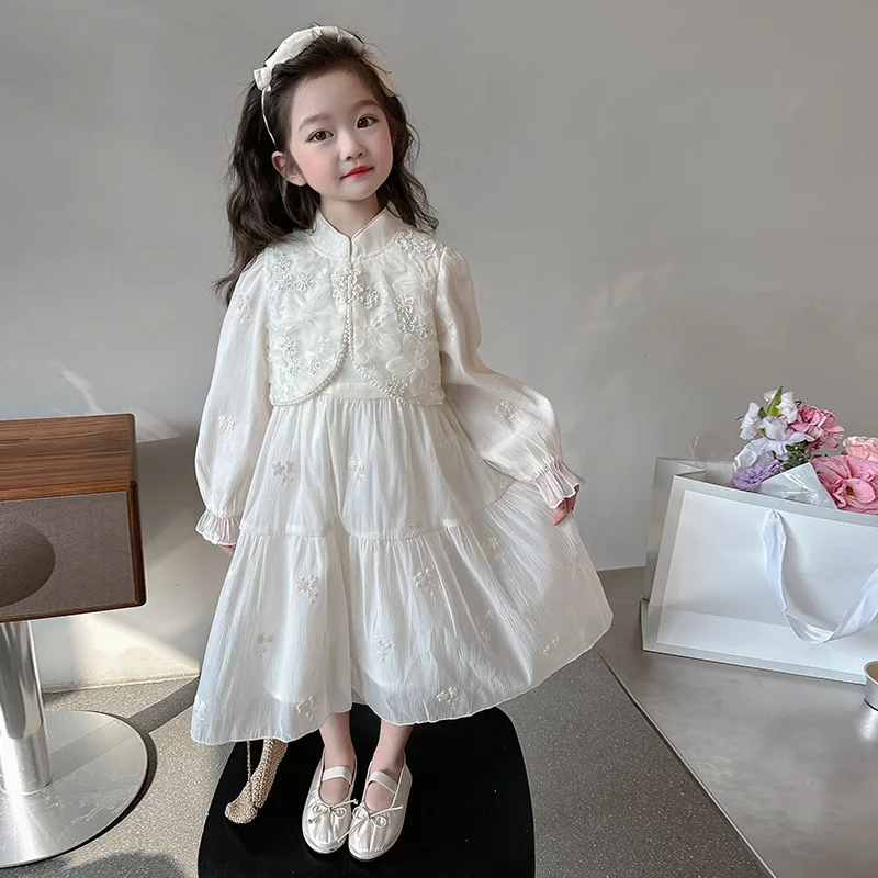 Girls Skirts 2024 Autumn New Childrens Clothing Girls Treasure Foreign Girl Foreign Princess Dress Casual Simple and Match