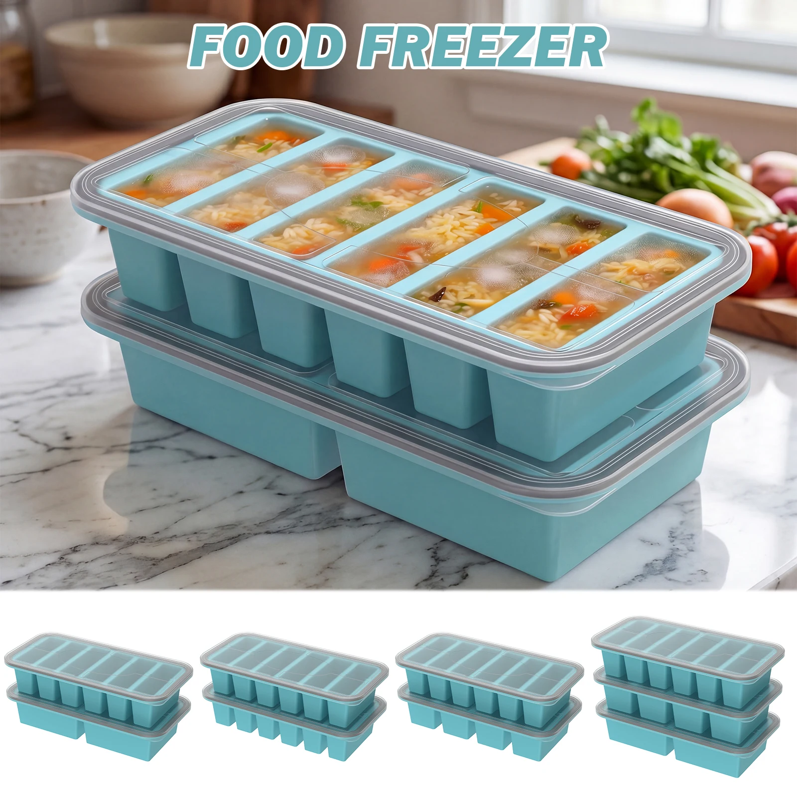 2/3 Piezas Contenedor de silicona para sopa, molde para porciones de sopa, bandeja para cubitos de hielo para almacenar caldos y salsas de 4 oz/8 oz, ideal para porciones.