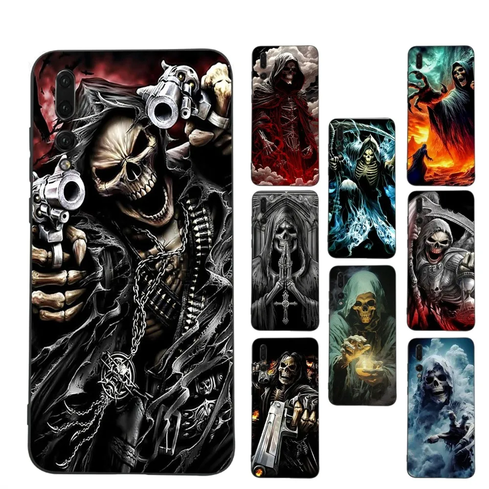 

Skull Skeleton Grim Reaper Phone Case For Huawei P 8 9 10 20 30 40 50 Pro Lite Psmart Honor 10 Lite 70 Mate 20lite