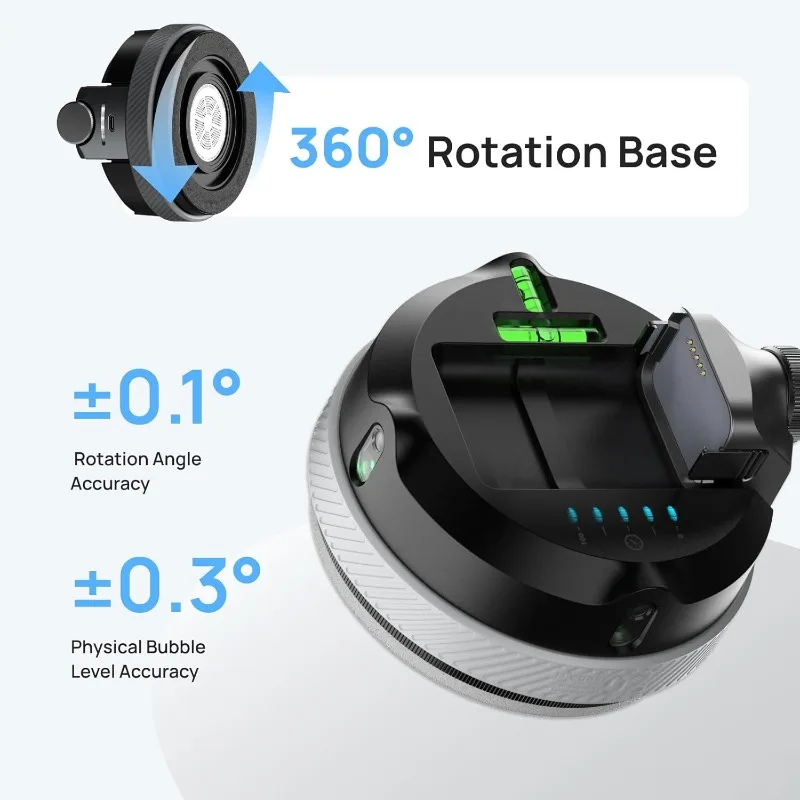 أداة مستوى الليزر M-Cube02 مع أجهزة ليزر الخط الأخضر الرأسي والأفقي، 360 درجة °   قاعدة دوارة، مستوى ليزر مثبت على الحائط للبقع