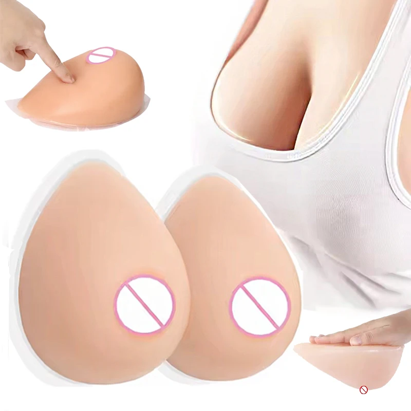 1 Pair 100% Silicone Breast Prosthesis Fake Breasts Form Soft Silicone Bra Pad for Crossdresser Prosthesis Transgender Cosplay