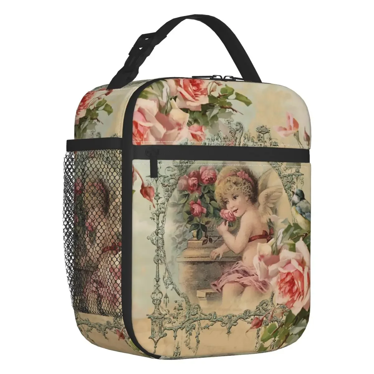 

Victorian Angel Vintage Rose Portable Lunch Box Women Leakproof Cooler Thermal Food Insulated Lunch Bag Office Work