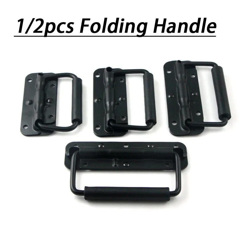 1/2Pcs Cupboard Folding Handle Door Knobs Spring Loaded Drop Metal Cabinet Container Drawer Handles Black Door Handle For Box