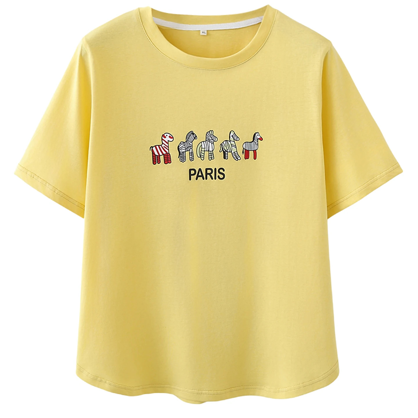 

Женская футболка больших размеров с мультяшным принтом, хлопковая футболка с круглым вырезом и короткими рукавами, повседневные свободные топы для пышных дам 071