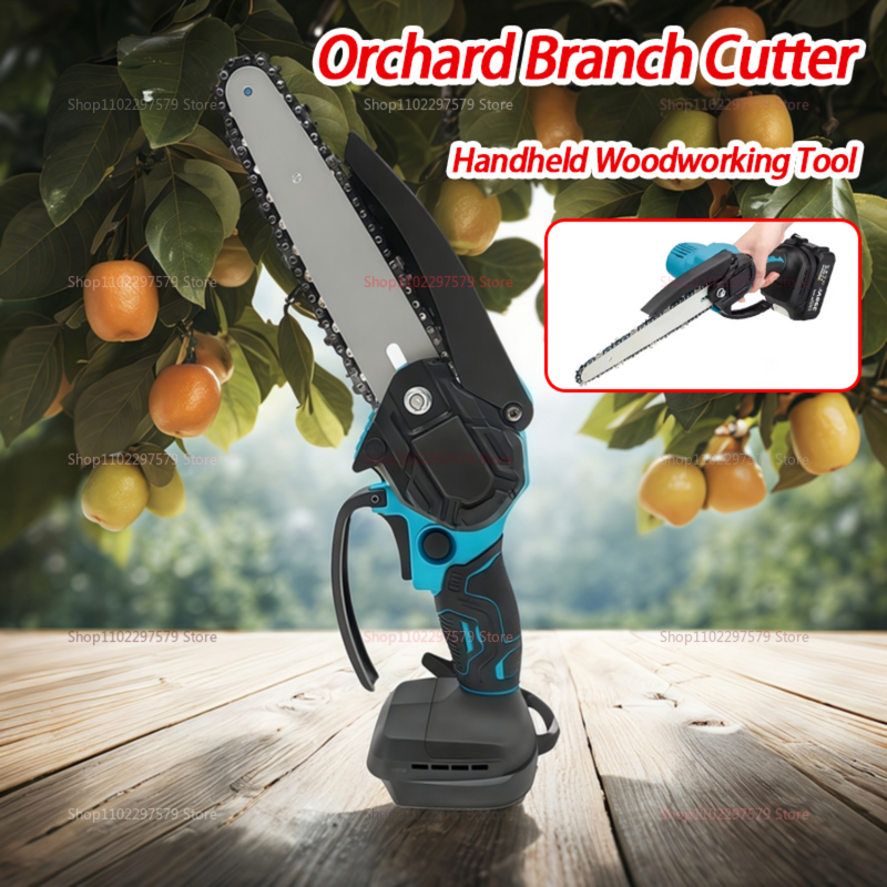  6 Inch Cordless Brushless Electric Chainsaw Portable Tree Branch Cutting Logging Woodworking Garden Tool 21V Battery(No battery) 
