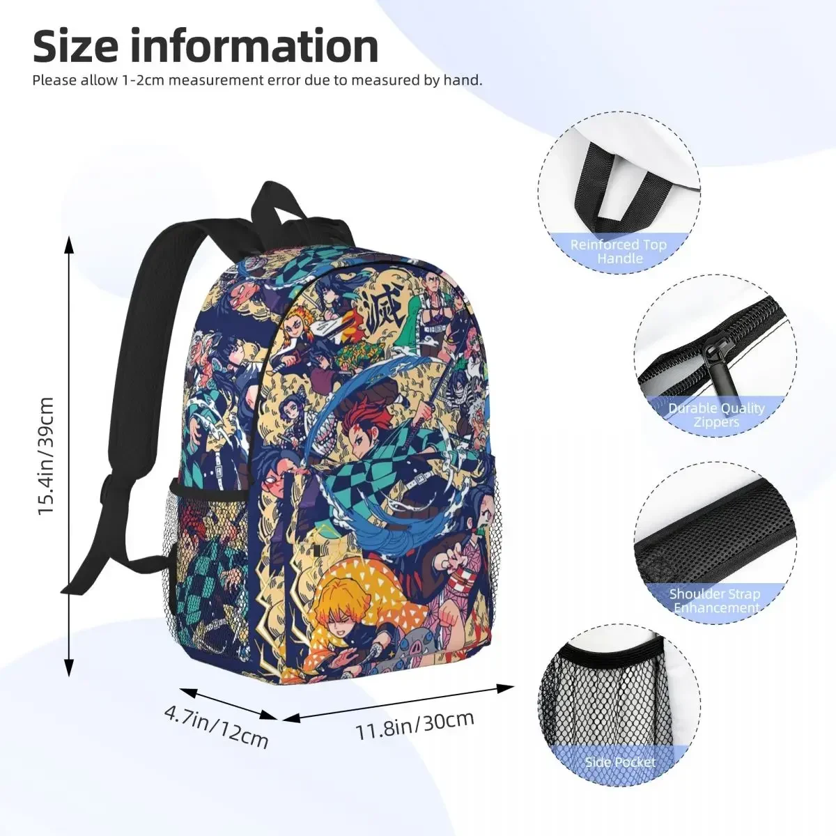 شيطان القاتل Yaiba أنيمي فيلم حقيبة الظهر رائجة البيع Daypack سعة كبيرة صبي الفتيات BookBag حقائب كتف للرجال والنساء حقيبة مدرسية