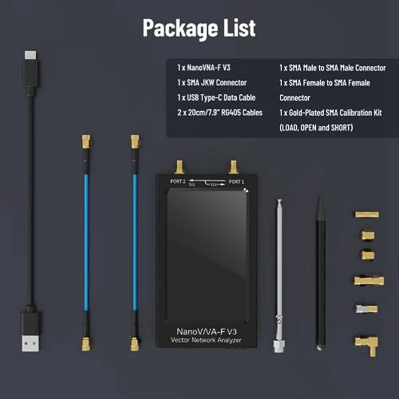 Nanovna-F V3 Vector Network Analyzer 1Mhz-6Ghz 4.3-Inch Black Metal Measures 801 Scan Points