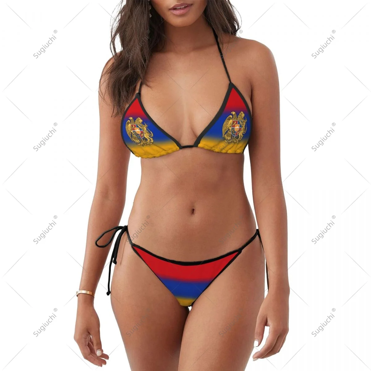 Mulheres meninas biquíni armênia bandeira maiô define três pontos beachwear natação praia festa ternos sexy mujer