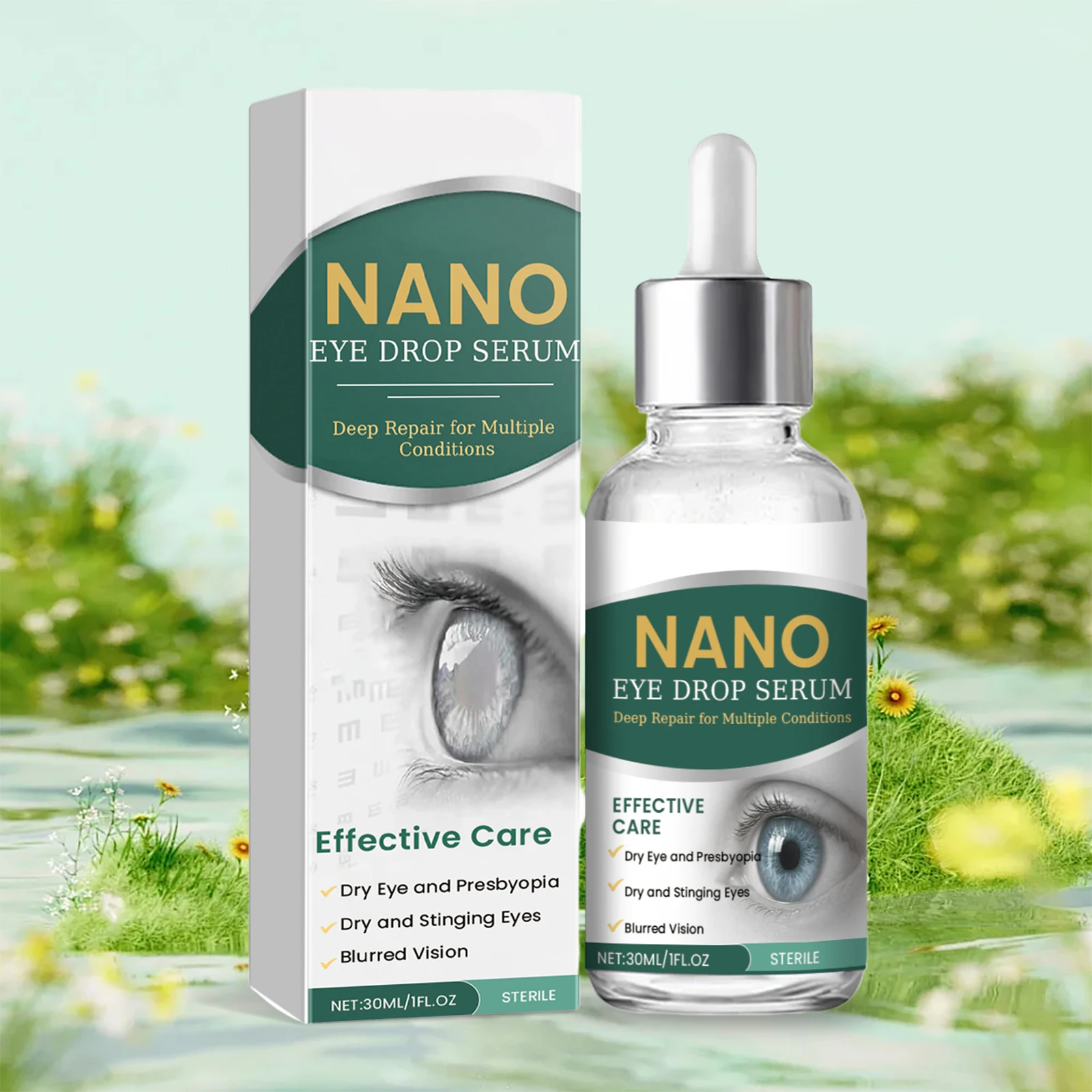 Eye Drops 30ml Natural Nano Lubricant Eye Drops Nano Eye Drop Serum for Dry Eye Presbyopia
