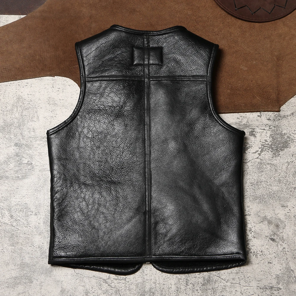 Blunt Razor Vintage Sheepskin Fur Vest Winter Men's Original Fur Integrated Shoulder RL Leather Thermal Vest Horse Clip