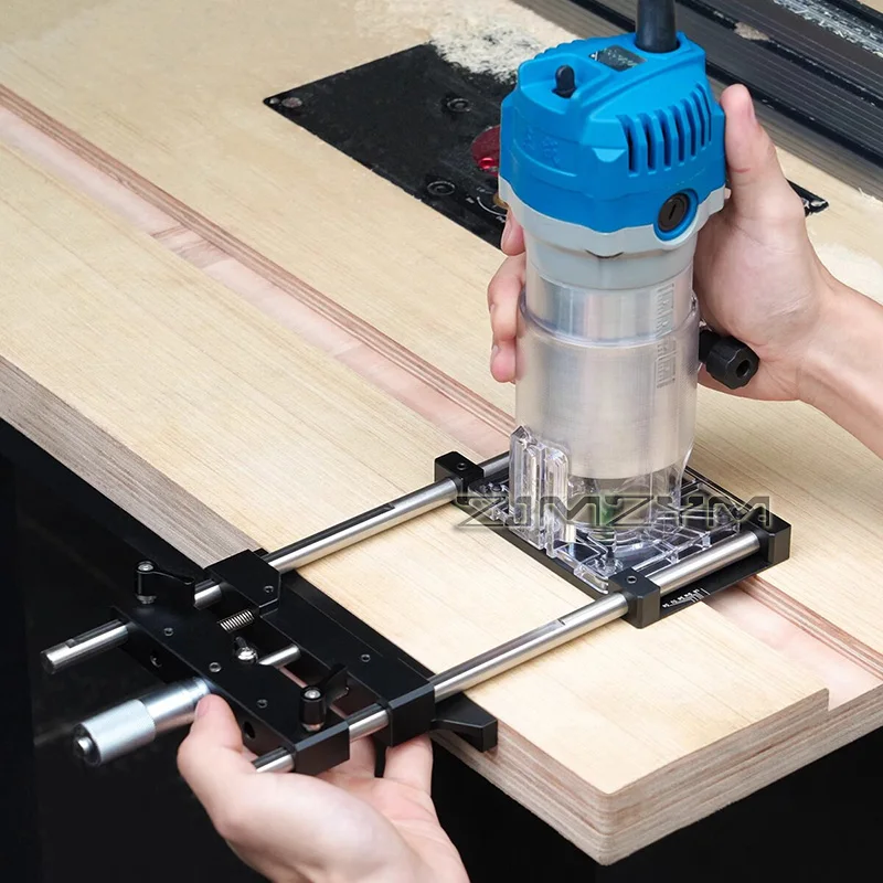Strumento ausiliario per rifilatrice, accordatura fine, scanalatura, binario di guida a linea retta per utensili per la lavorazione del legno adatto per rifilatrice da 65 mm