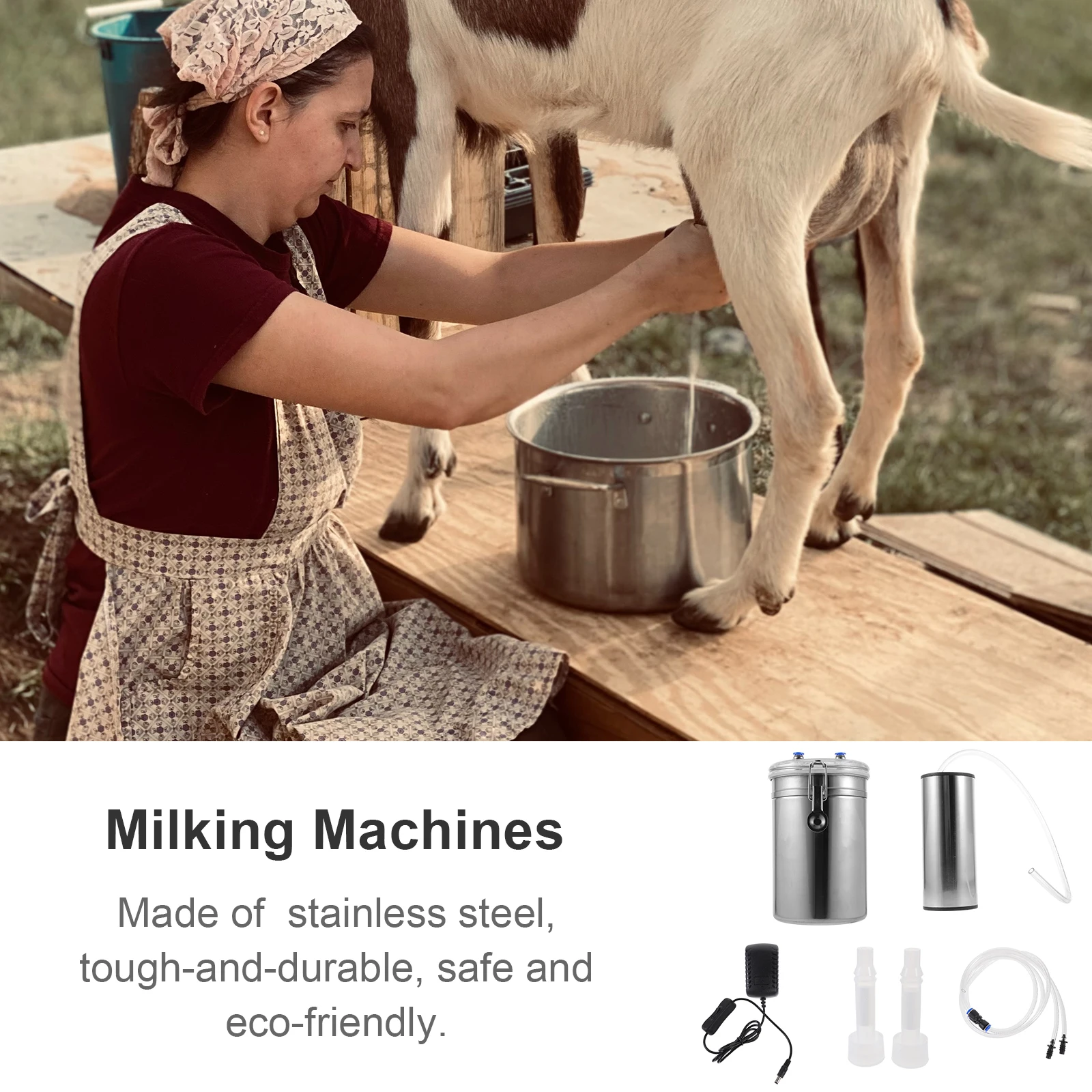 

2L Milking Machine Goat Squeezer Household 2L Bottle Vacuum Pump Stainless Steel EcoFriendly Dairy Farm Pet