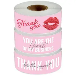 120pcs Pink Thank You Stickers Rectangle Business Decorative Sealing Stickers for Shipping Gifts Packaging Birthdays, Weddings