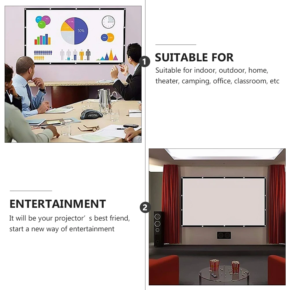 Portable Projector Screen 120 Inch Foldable Polyester Outdoor Indoor Theater Camping Travel High Definition Projection Soft