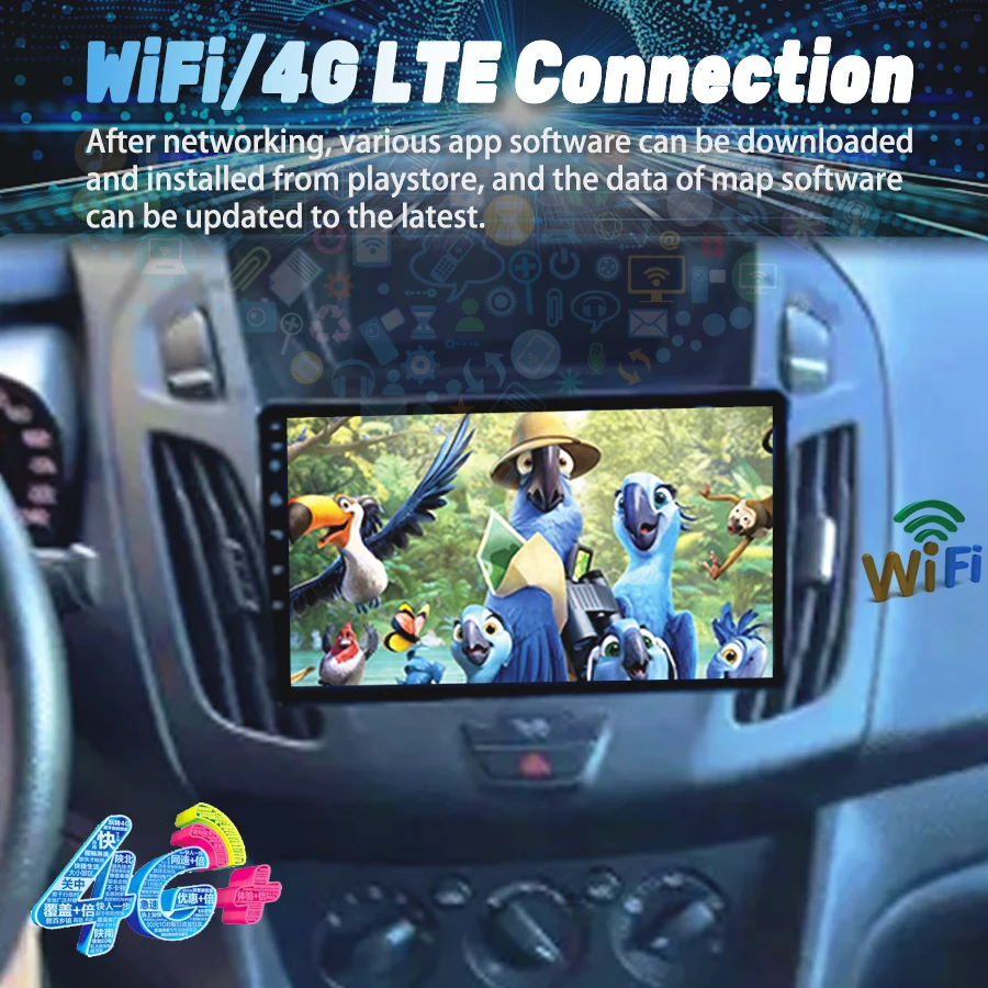 Reproductor de vídeo Multimedia para coche, Radio para Ford transit ransit Connect 2014-2015, Android, GPS, navegación CarPlay, pantalla táctil estéreo
