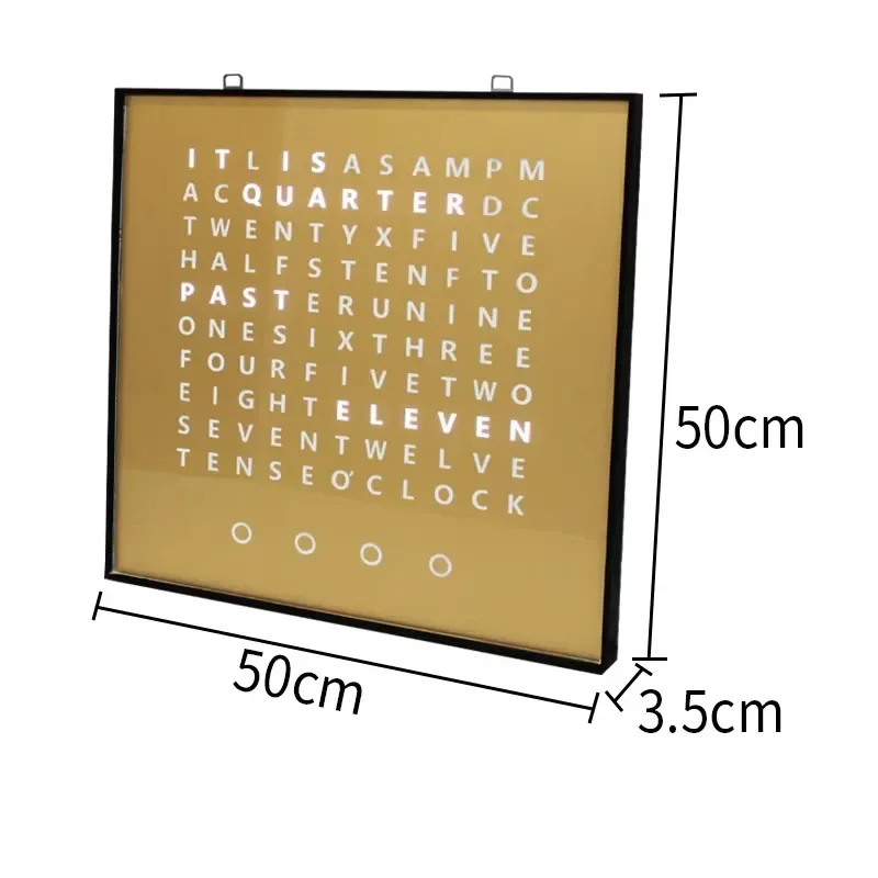 

CP37L Unique Design Golden LED Text Display Time Wal Clock Customized Language Electronic LED Word Clock