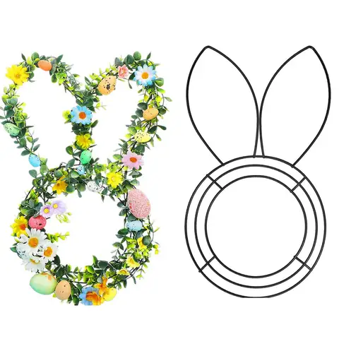 부활절 화환 금속 프레임 와이어 양식 꽃 정원 토끼 모양의 와이어 화환 양식 부활절 DIY 공예 프로젝트 실내 옥외 Best5 부활절 화환 금속 프레임 와이어 양식 꽃 정원 토끼 모양의 와이어 화환 양식 부활절 DIY 공예 프로젝트 실내 옥외 Best5