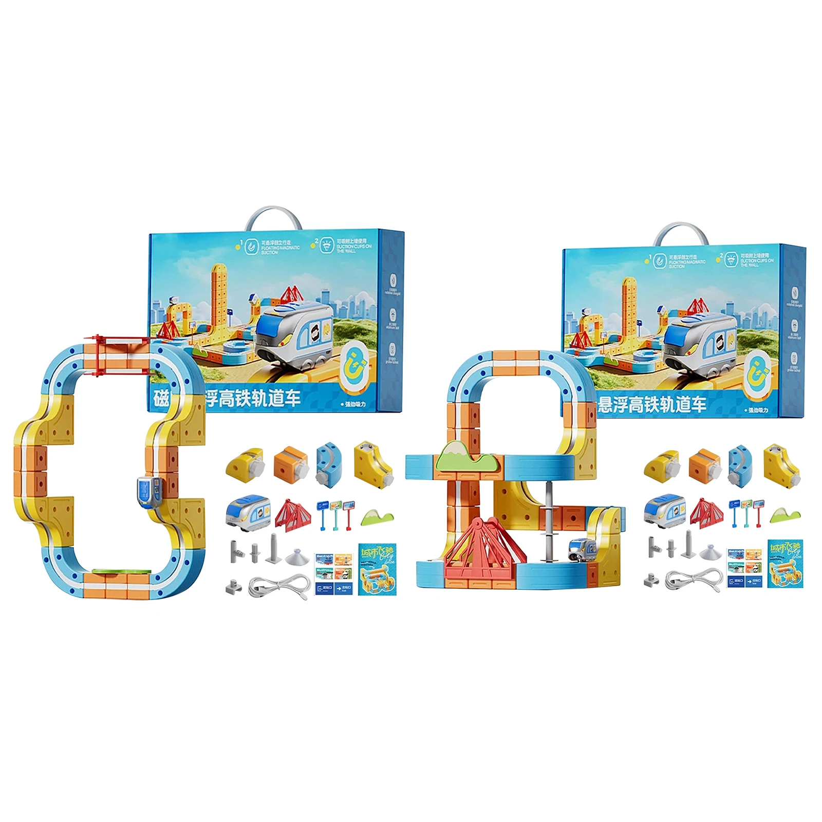 Kit di costruzione di binari per auto da corsa fai-da-te con treni e segnali stradali Set di binari per auto da corsa Giocattolo di binari per treni fai-da-te per bambini piccoli e bambini