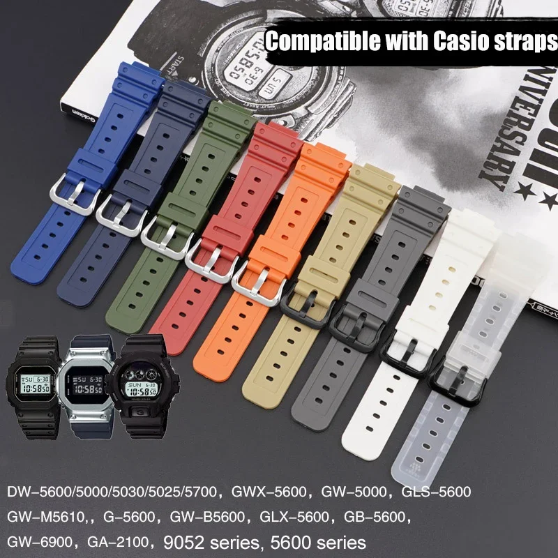 Strap for Casio G-Shock DW-6900 DW-5600 GW-M5610 DW-5600E GA-2100 Colorful Resin Rubber Watch Band Bracelet Accessories 16mm