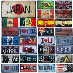 Japan Mexico Italy France Flag Car License Number Plate Amsterdam Metal Tin Signs Bar Pub Cafe GasOil Garage Home Wall Decor