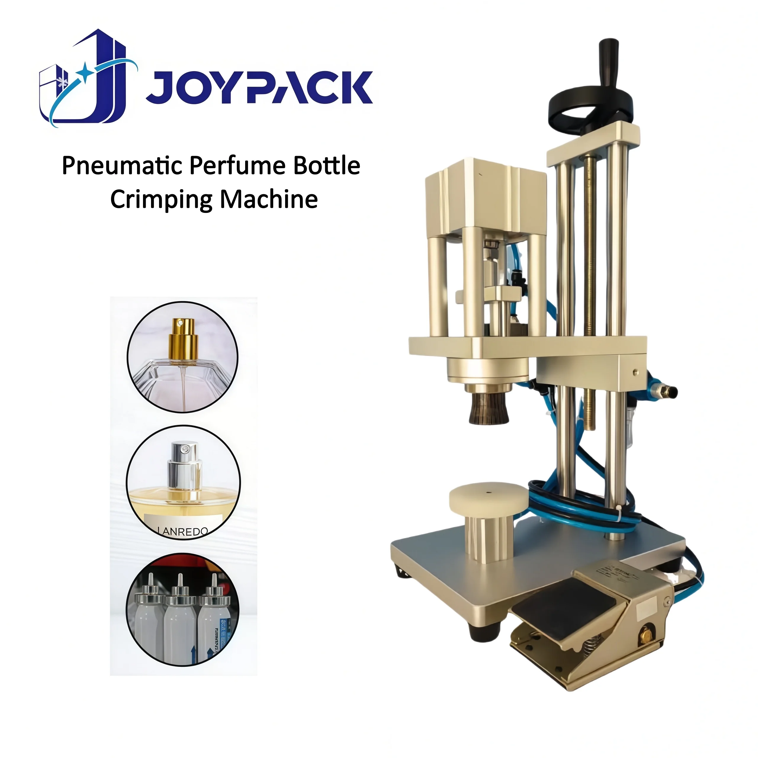 15A Pneumatic Semi Auto Stainless Steel Perfume Bottle Aluminum Cap Crimping Tool Essential Oil Spray Sealing Capping Machine