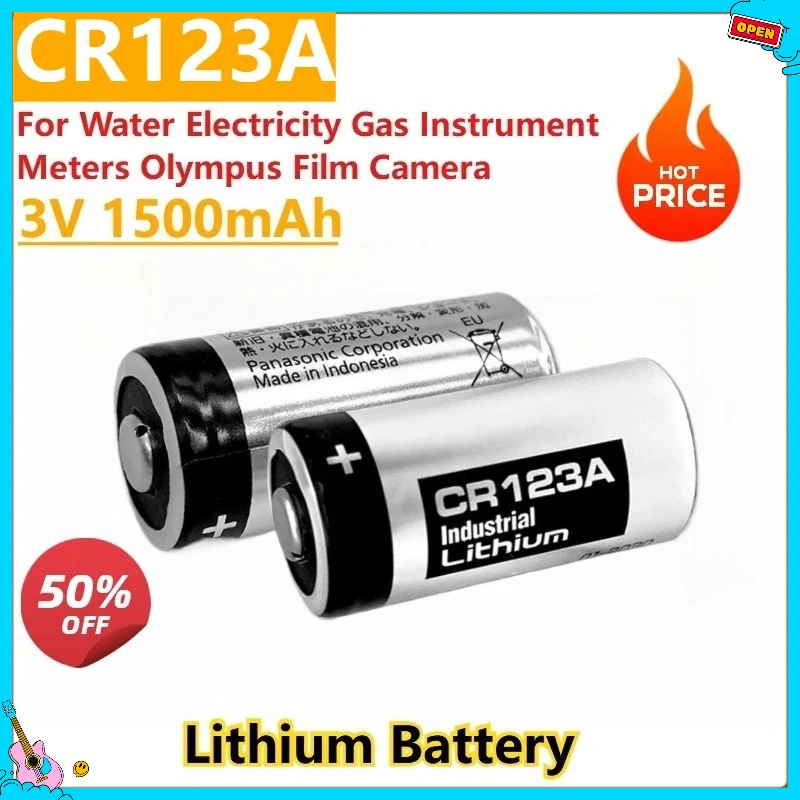 

New Lithium Battery 3V 1500mAh CR123A CR2 for Water Electricity Gas Instrument Meters Olympus Film Camera