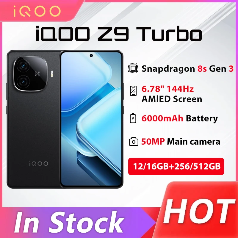 Original VIVO IQOO Z9 Turbo Phone 50MP Rear Camera OIS 6.78 Inch AMOLED 144Hz Snapdragon 8s Gen 3 6000mAh 80W SuperVOOC NFC OTA