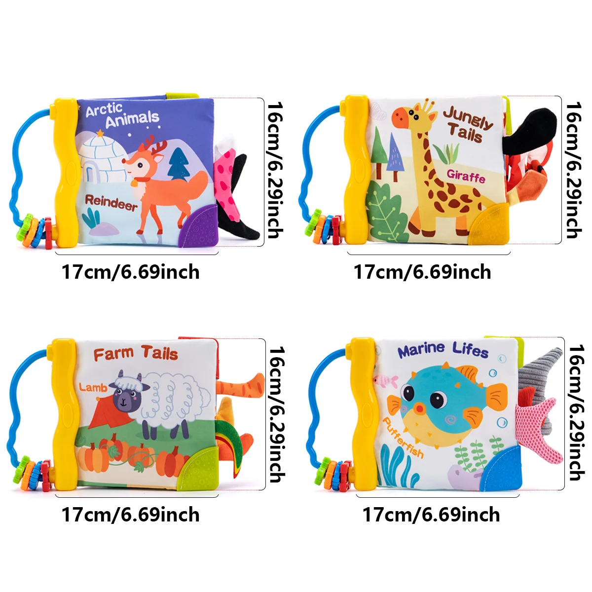 Libro in stoffa morbida per bambini con motivi e colori vivaci, giocattoli per l'educazione precoce in tessuto, regali di compleanno di Natale perfetti