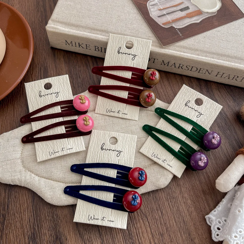 

2 шт./лот, бархатные заколки с каплями воды, заколки для головных уборов, боковой зажим с челкой, заколка для волос для девочек, аксессуары для волос, головной убор, заколка для волос