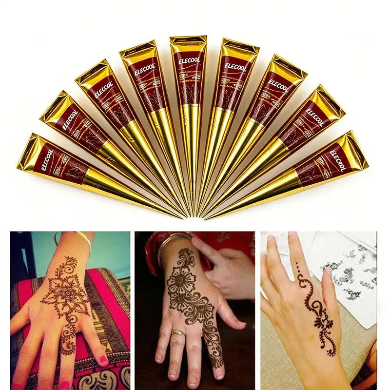 

3 colors Natural Herbal Henna Cones Temporary Tattoo Body Art Paint Mehandi Ink