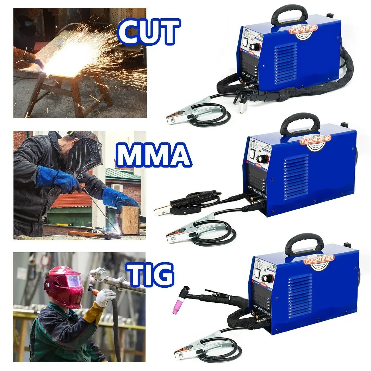 Cortador de Plasma de plasmargón CT418, máquina de soldadura Interver 4 en 1, soldadura por puntos de pulso MMA Tig, cortador de Plasma CNC portátil